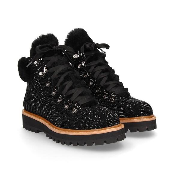 Lola Cruz Women's Black Rhinestone Ankle Boots Size 38, 8 NEW without Box - Picture 1 of 7